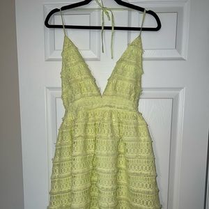 Neon green/yellow eyelet dress